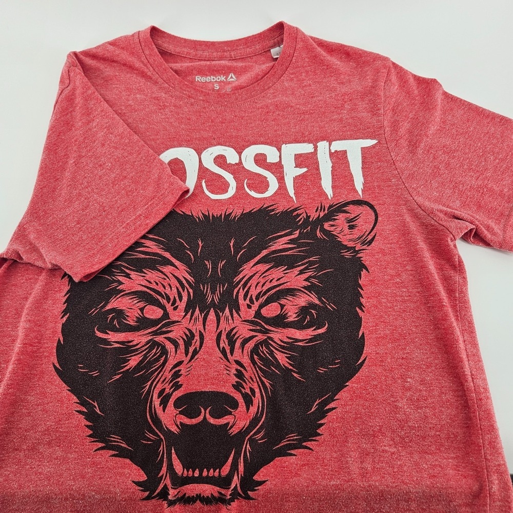 Reebok CrossFit T Shirt Mens S Small (18x26) Red The Bear Complex WOD Gym Logo